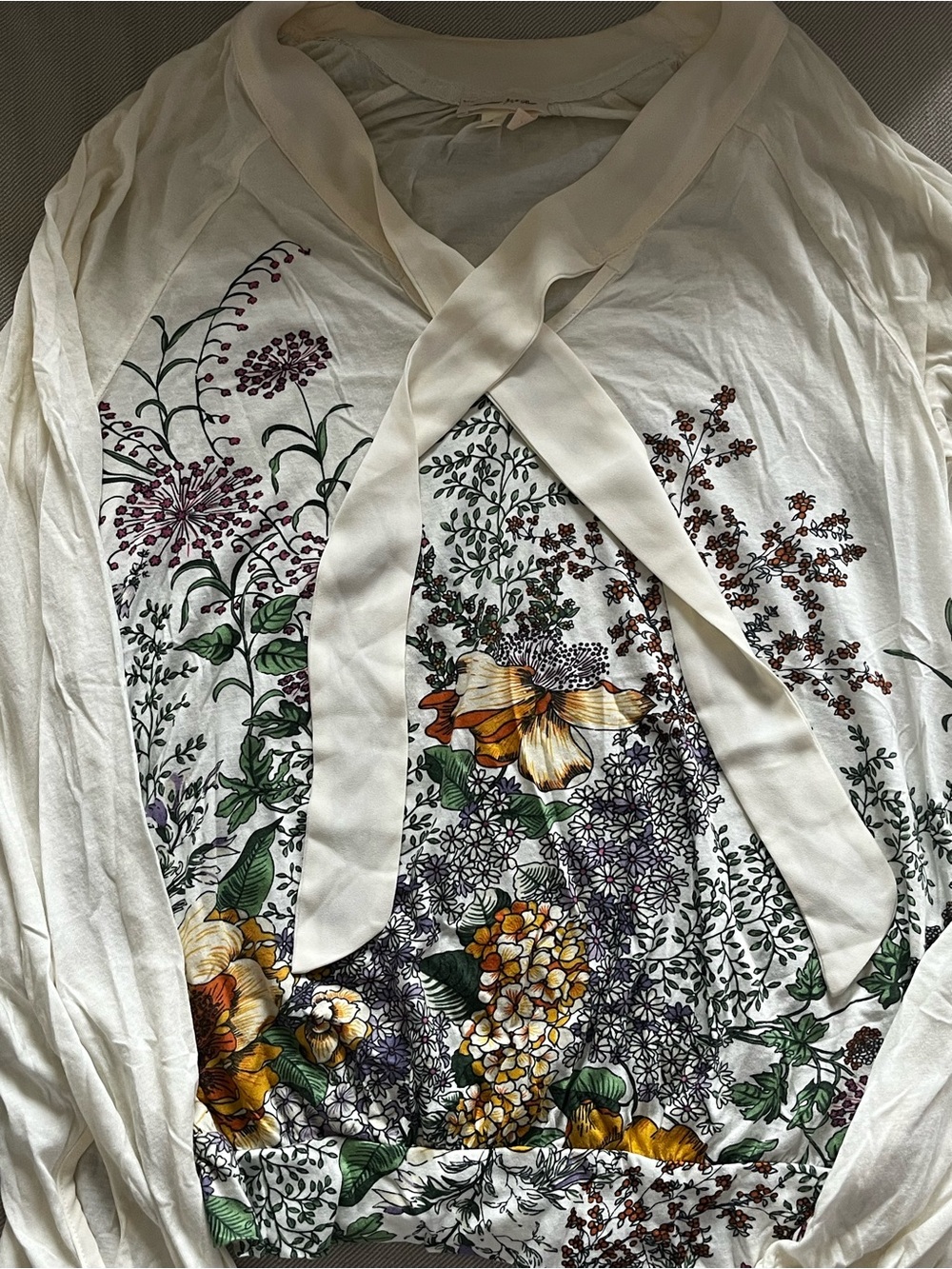 Meadow Rue Cream Floral Wrap-Style V-Neck Top